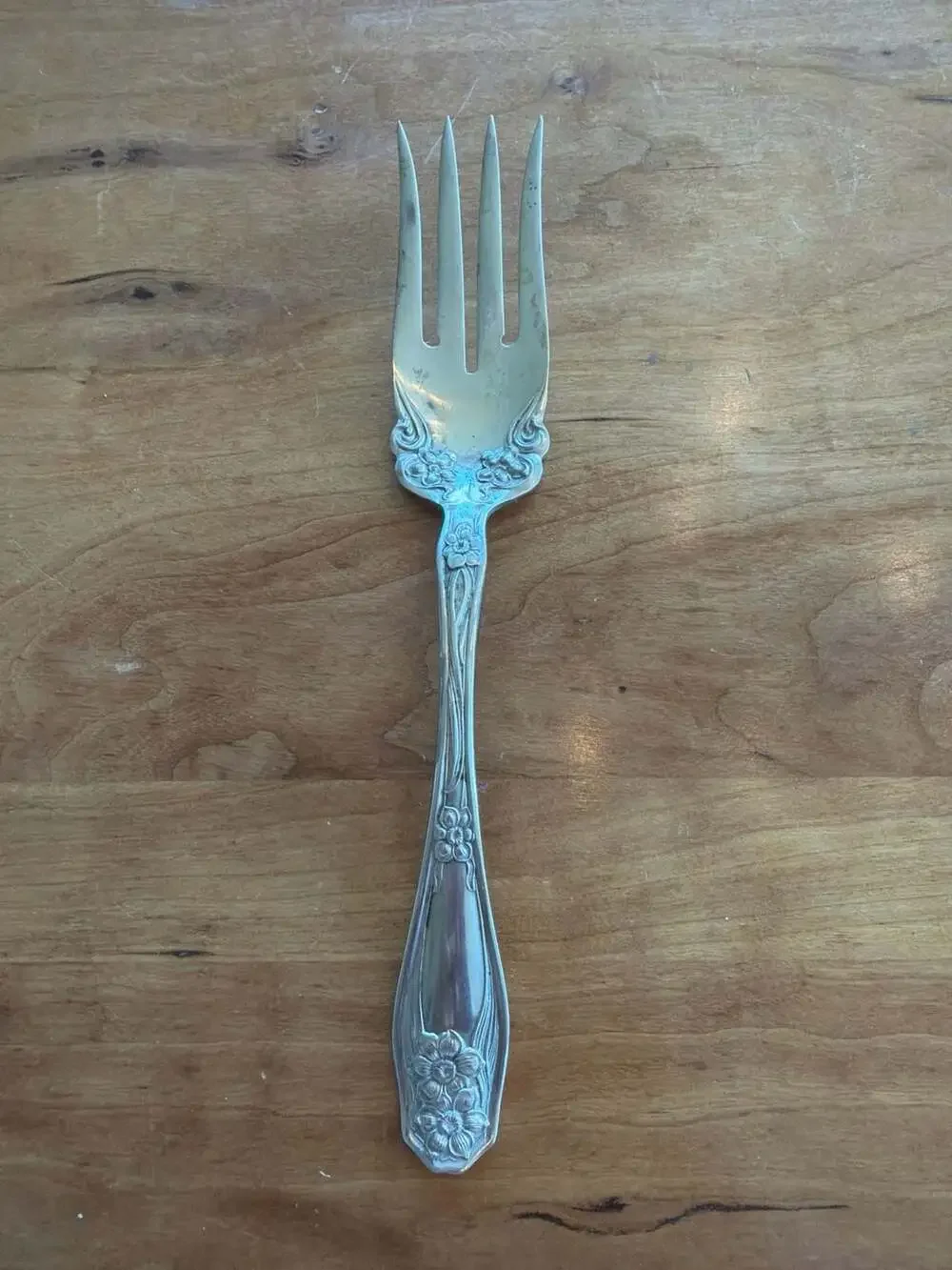 Vintage Rogers‎ Nickel Silver Narcissus Pattern Cold Meat Serving Fork